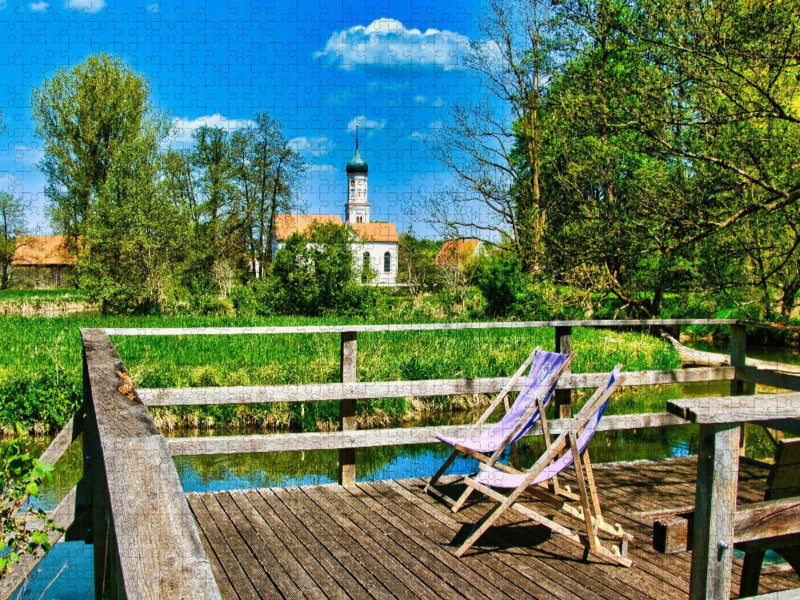 Rastplatz an der Schmutter, Gessertshausen - CALVENDO Foto-Puzzle'