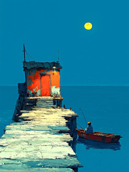 Nachtangeln am Pier - CALVENDO Foto-Puzzle'