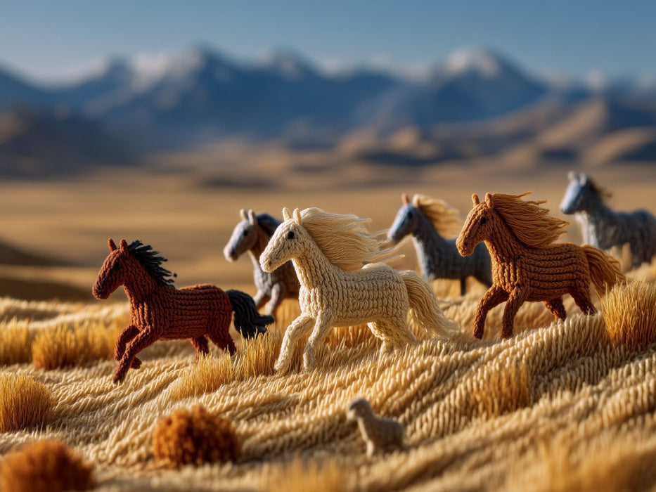 Eurasische Steppe mit Wildpferden aus Wolle - CALVENDO Foto-Puzzle'