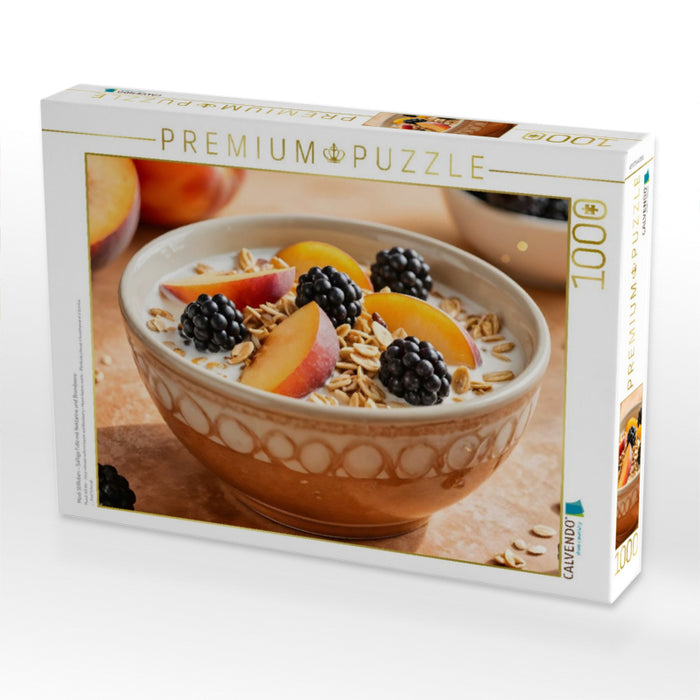 Müsli Stillleben - Saftige Fülle mit Nektarine und Brombeere - CALVENDO Foto-Puzzle'