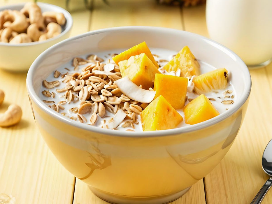 Müsli Stillleben - Tropische Leichtigkeit mit Mango und Ananas - CALVENDO Foto-Puzzle'