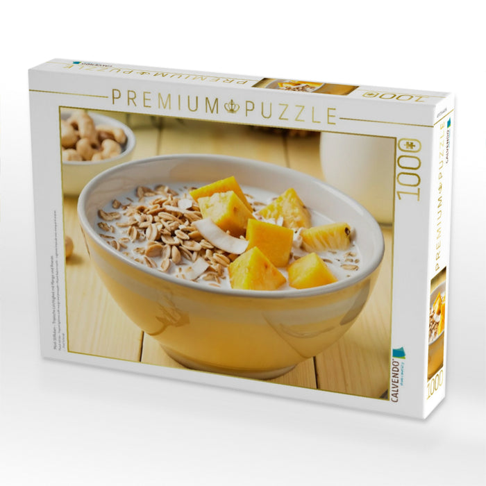 Müsli Stillleben - Tropische Leichtigkeit mit Mango und Ananas - CALVENDO Foto-Puzzle'
