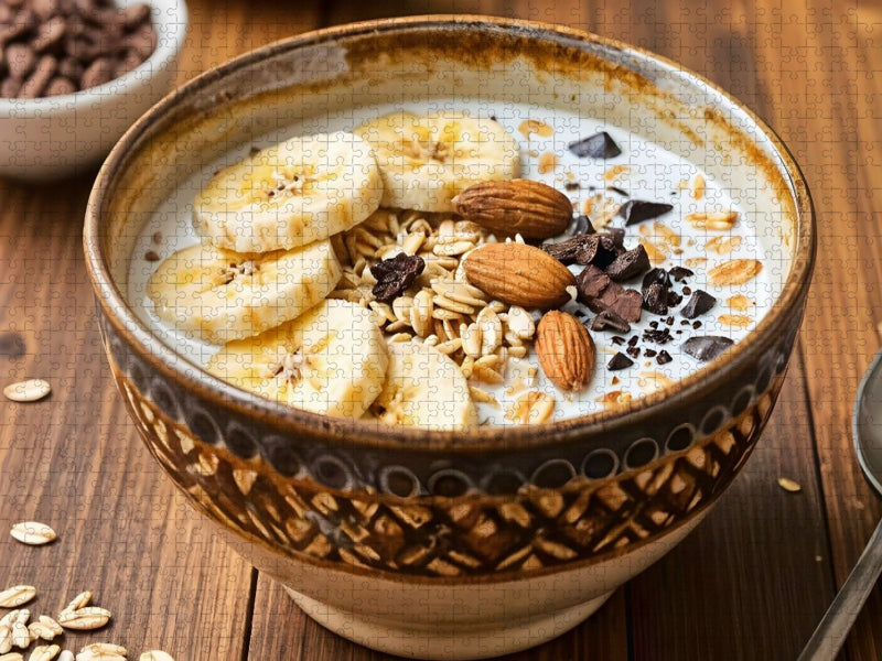 Müsli Stillleben - Schokoladiger Trost mit Banane und Kakao - CALVENDO Foto-Puzzle'