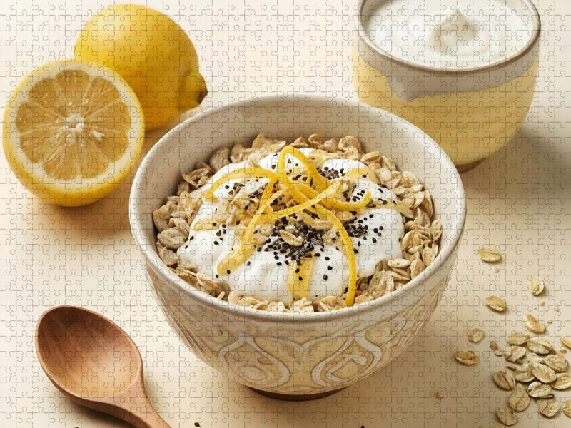 Müsli Stillleben - Leichtigkeit mit Zitrone, Honig und Chia - CALVENDO Foto-Puzzle'
