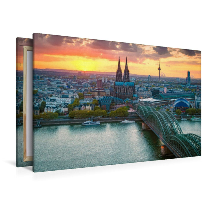 Premium Textil-Leinwand Köln im Sonnenuntergang