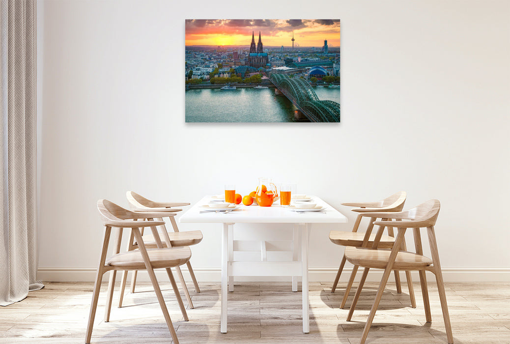 Premium Textil-Leinwand Köln im Sonnenuntergang