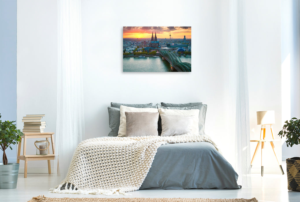 Premium Textil-Leinwand Köln im Sonnenuntergang