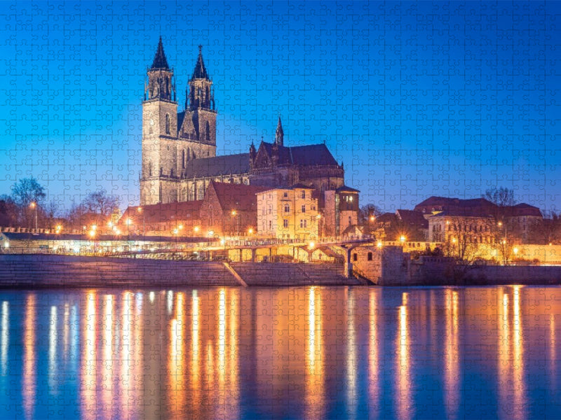 Magdeburg am Abend - CALVENDO Foto-Puzzle'