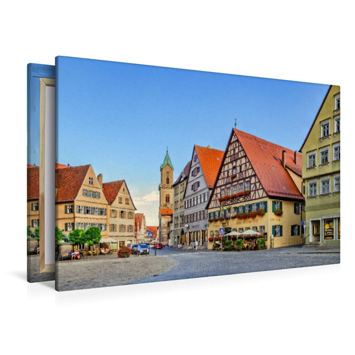 Premium Textil-Leinwand Am Marktplatz der Altstadt in Dinkelsbühl, Deutschland