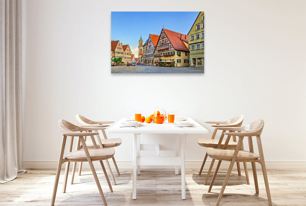Premium Textil-Leinwand Am Marktplatz der Altstadt in Dinkelsbühl, Deutschland