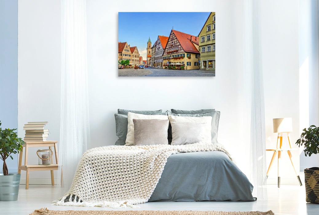 Premium Textil-Leinwand Am Marktplatz der Altstadt in Dinkelsbühl, Deutschland
