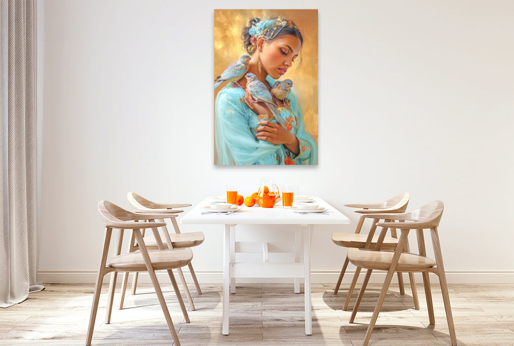 Premium Textil-Leinwand Vogelfreunde