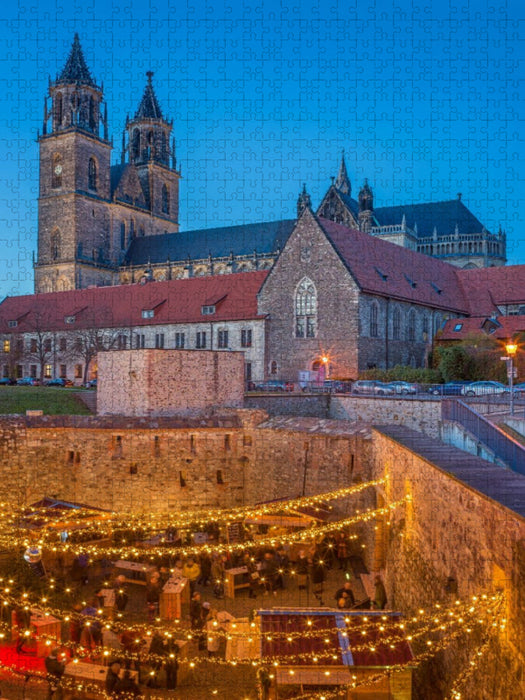 Magdeburg - Wintermarkt in der Bastion Cleve - CALVENDO Foto-Puzzle'
