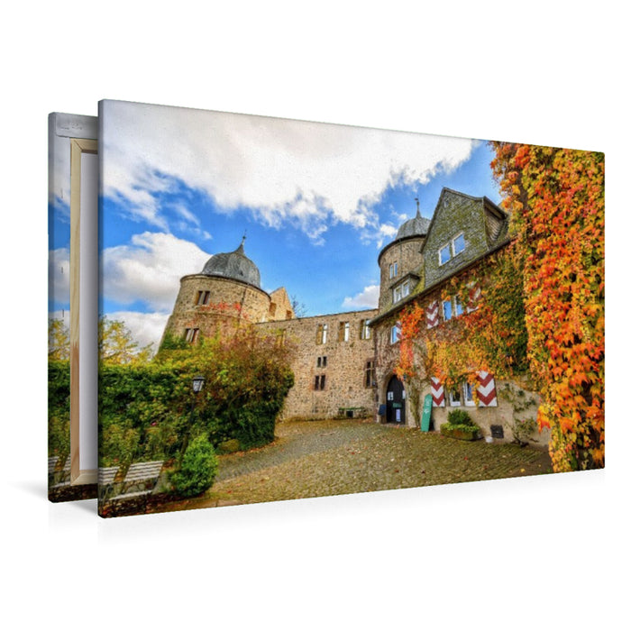 Premium Textil-Leinwand Dornröschenschloss Sababurg, Hessen, Deutschland