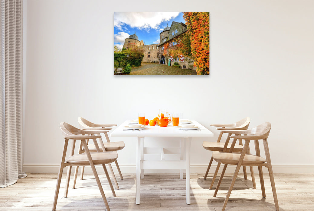 Premium Textil-Leinwand Dornröschenschloss Sababurg, Hessen, Deutschland
