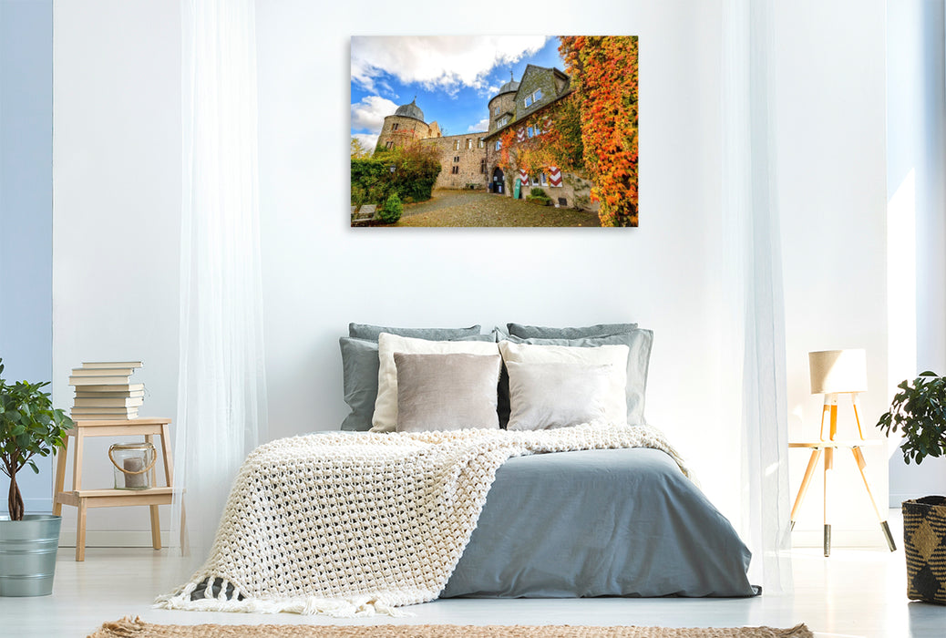 Premium Textil-Leinwand Dornröschenschloss Sababurg, Hessen, Deutschland