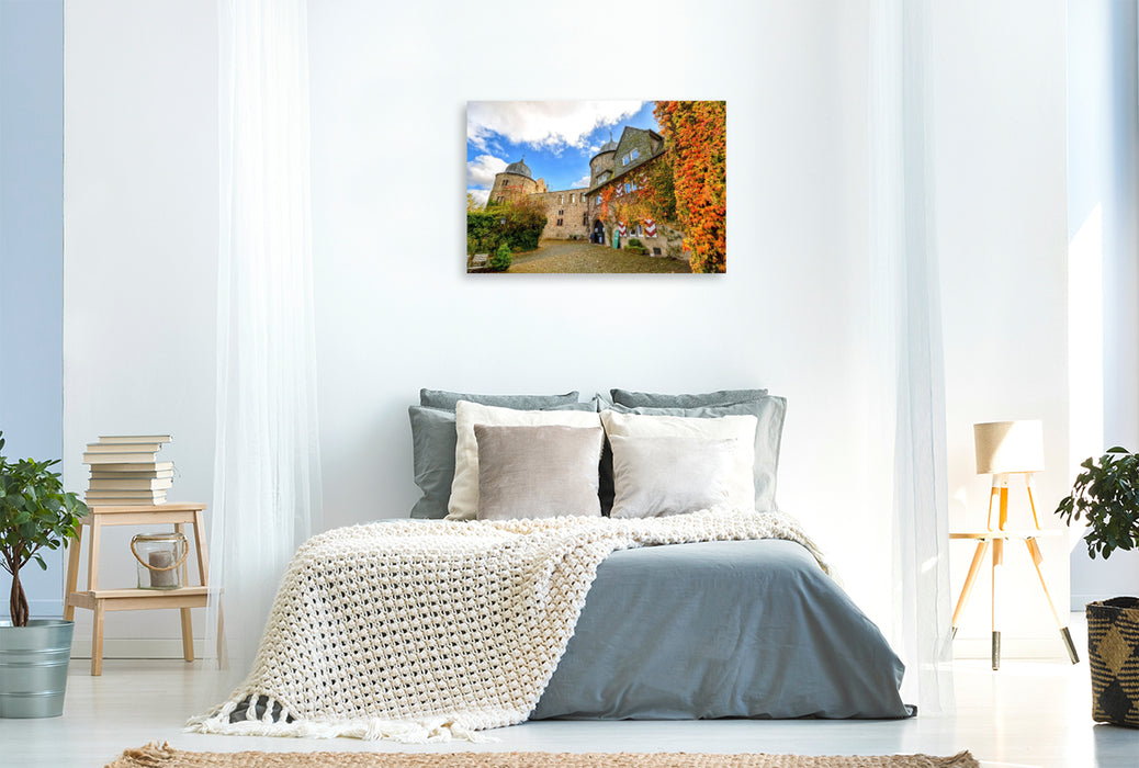 Premium Textil-Leinwand Dornröschenschloss Sababurg, Hessen, Deutschland