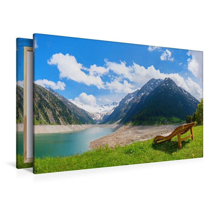 Premium Textil-Leinwand Sonnenliege am Schlegeisspeicher