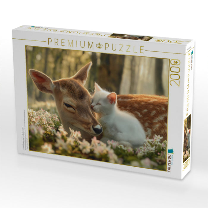 Sanfte Begegnung im Zauberwald - CALVENDO Foto-Puzzle'