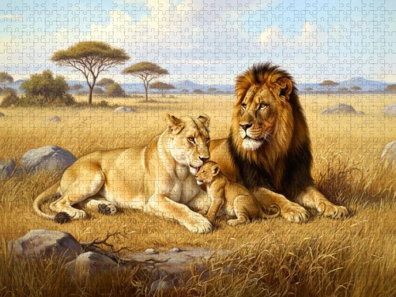 Löwenfamilie als Gemälde - CALVENDO Foto-Puzzle'