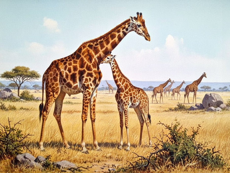 Giraffe und Kind als Gemälde - CALVENDO Foto-Puzzle'