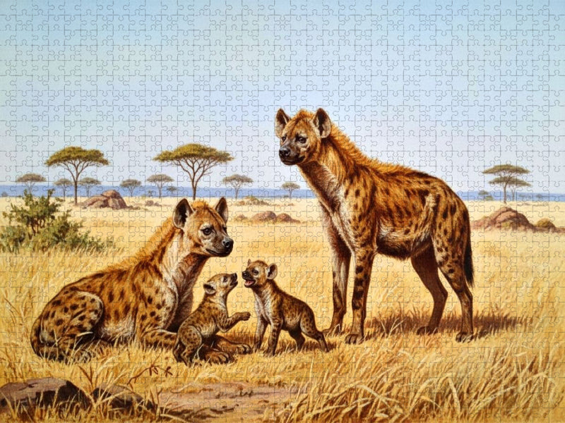 Gemälde einer Hyänenfamilie - CALVENDO Foto-Puzzle'