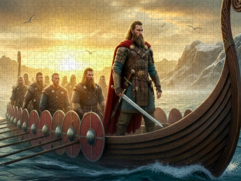 Beowulf erreicht Dänemark mit seinen Kriegern - CALVENDO Foto-Puzzle'