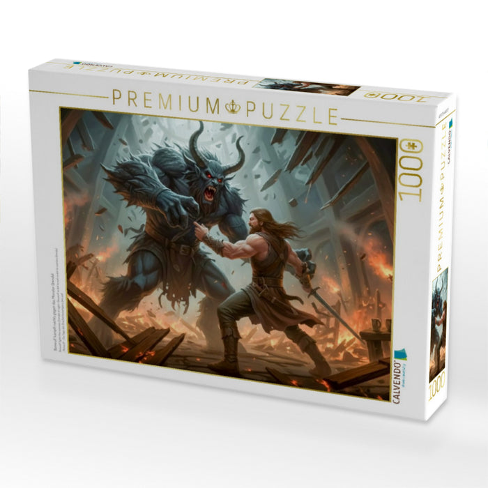 Beowulf kämpft nachts gegen das Monster Grendel - CALVENDO Foto-Puzzle'