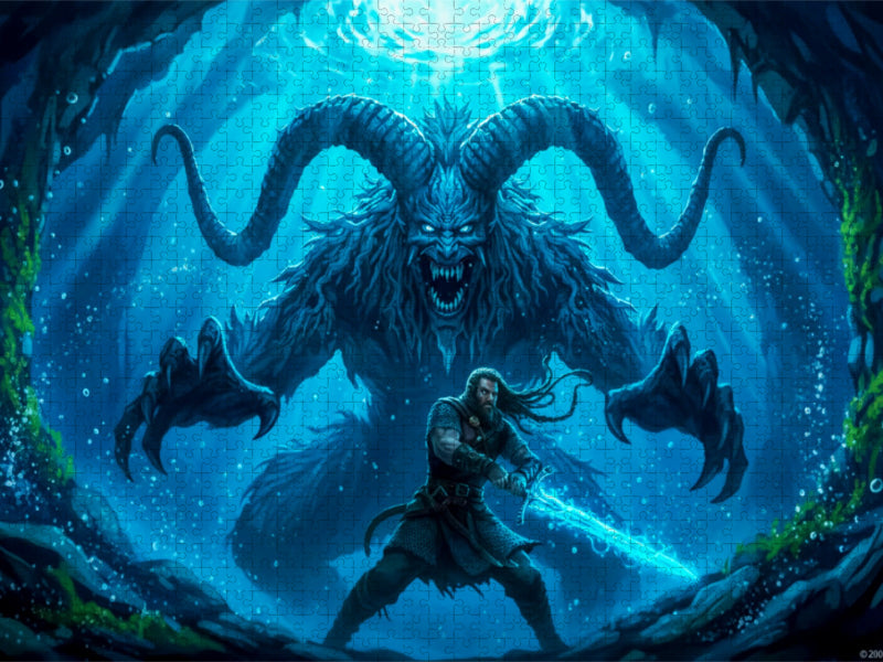 Beowulf taucht hinab zum Kampf im See - CALVENDO Foto-Puzzle'