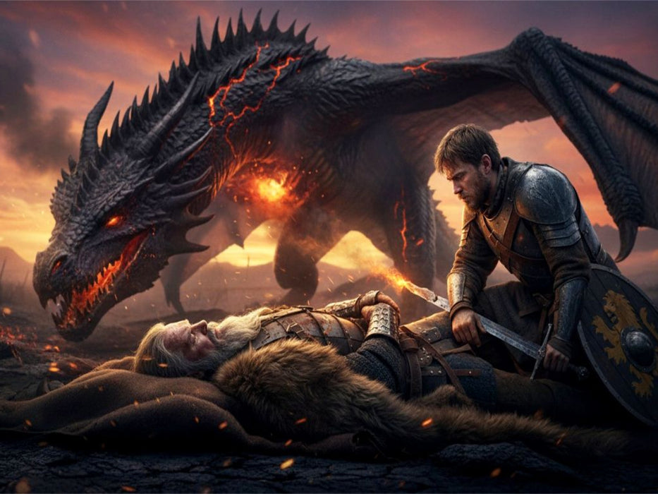 Beowulf stirbt nach dem Sieg über Drachen - CALVENDO Foto-Puzzle'
