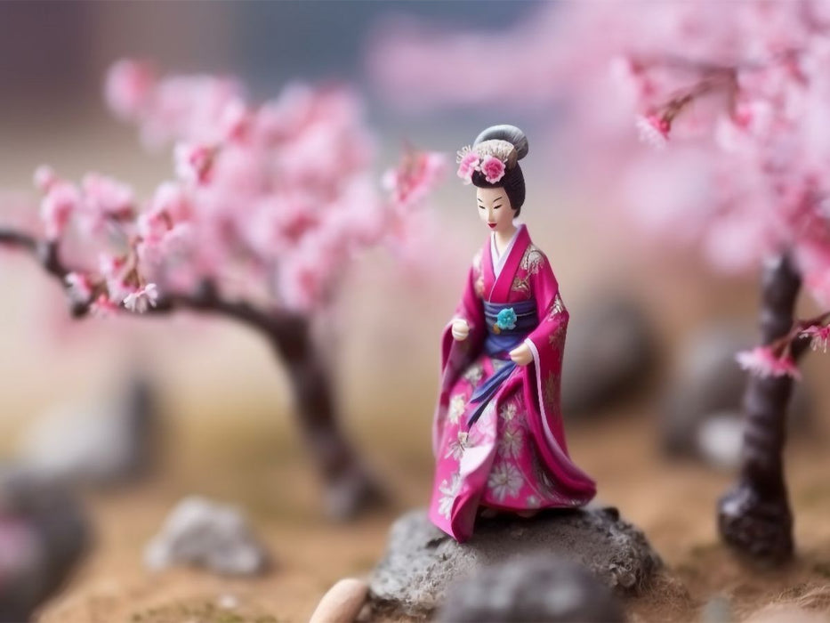 Geisha zur Kirschblüte - in Miniatur - CALVENDO Foto-Puzzle'