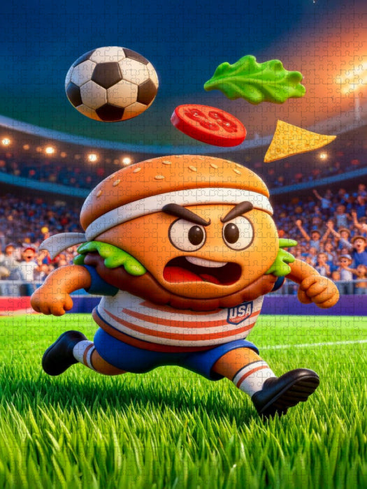 3D Fussballmotiv USA Burger Figur - CALVENDO Foto-Puzzle'