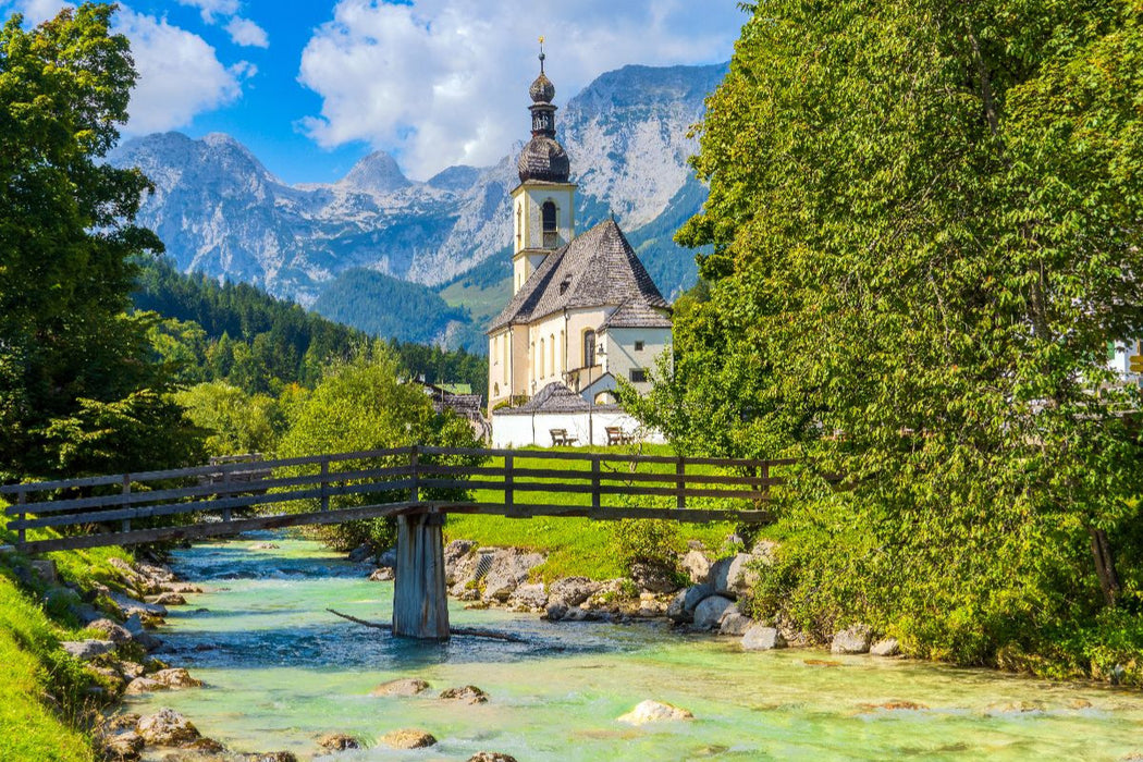 Premium Textil-Leinwand St. Sebastian in Ramsau bei Berchtesgaden