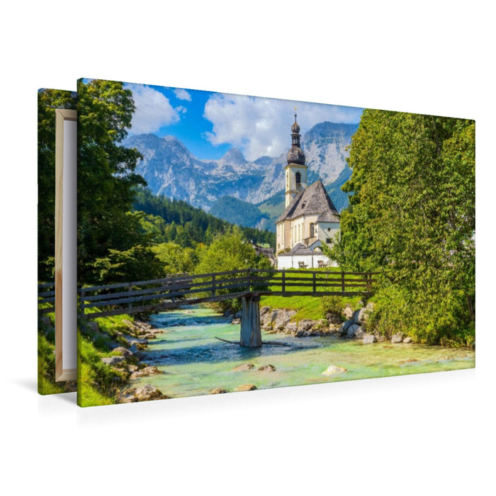 Premium Textil-Leinwand St. Sebastian in Ramsau bei Berchtesgaden