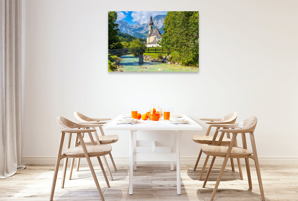 Premium Textil-Leinwand St. Sebastian in Ramsau bei Berchtesgaden