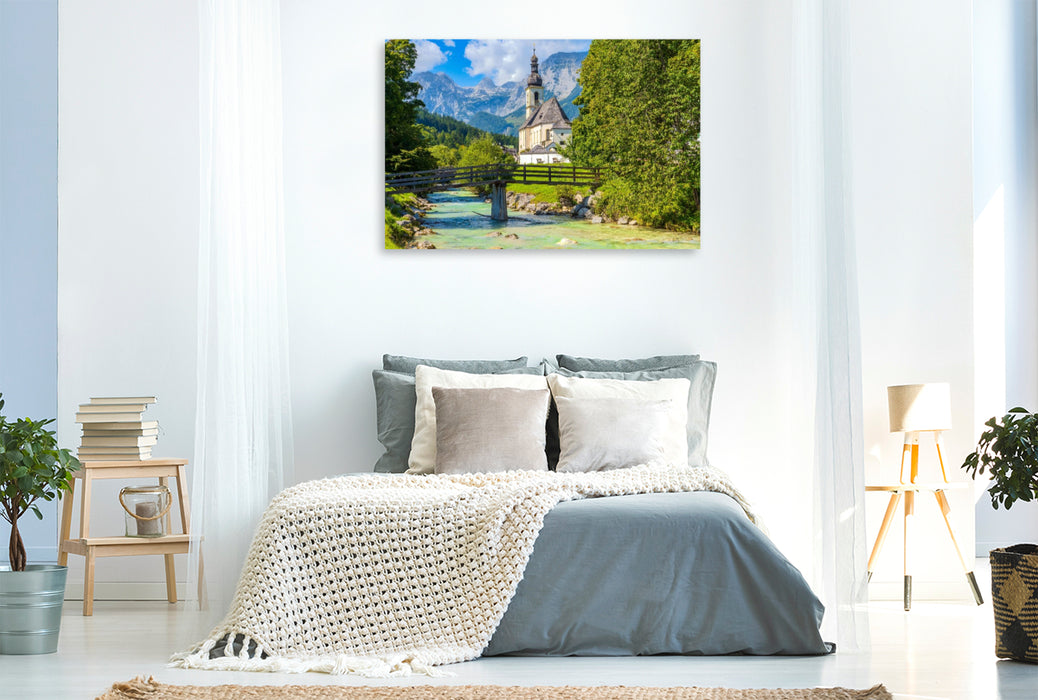 Premium Textil-Leinwand St. Sebastian in Ramsau bei Berchtesgaden