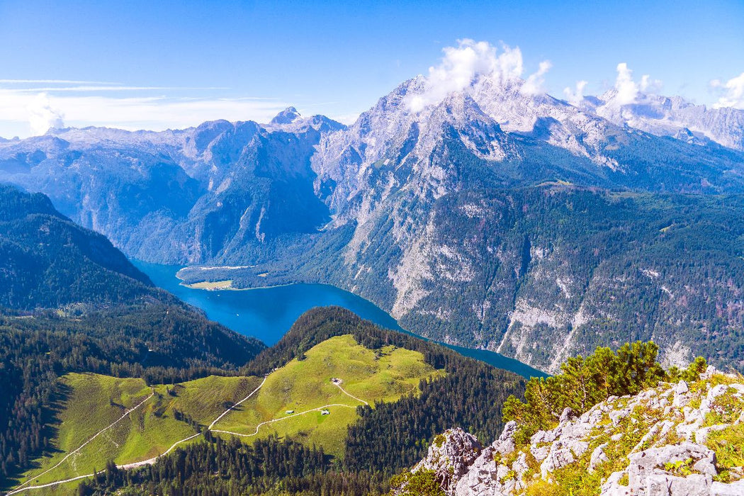 Premium Textil-Leinwand Blick vom Jenner auf den Königssee