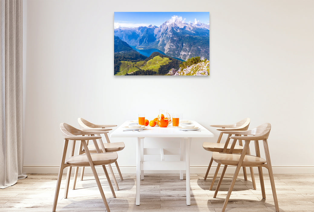 Premium Textil-Leinwand Blick vom Jenner auf den Königssee