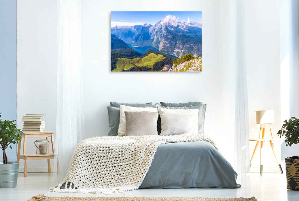Premium Textil-Leinwand Blick vom Jenner auf den Königssee