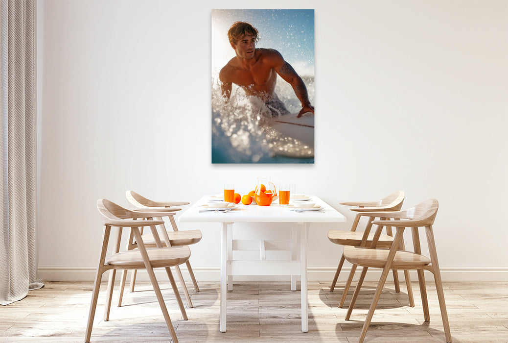 Premium Textil-Leinwand Ein Motiv aus dem Kalender Karibik Surfer