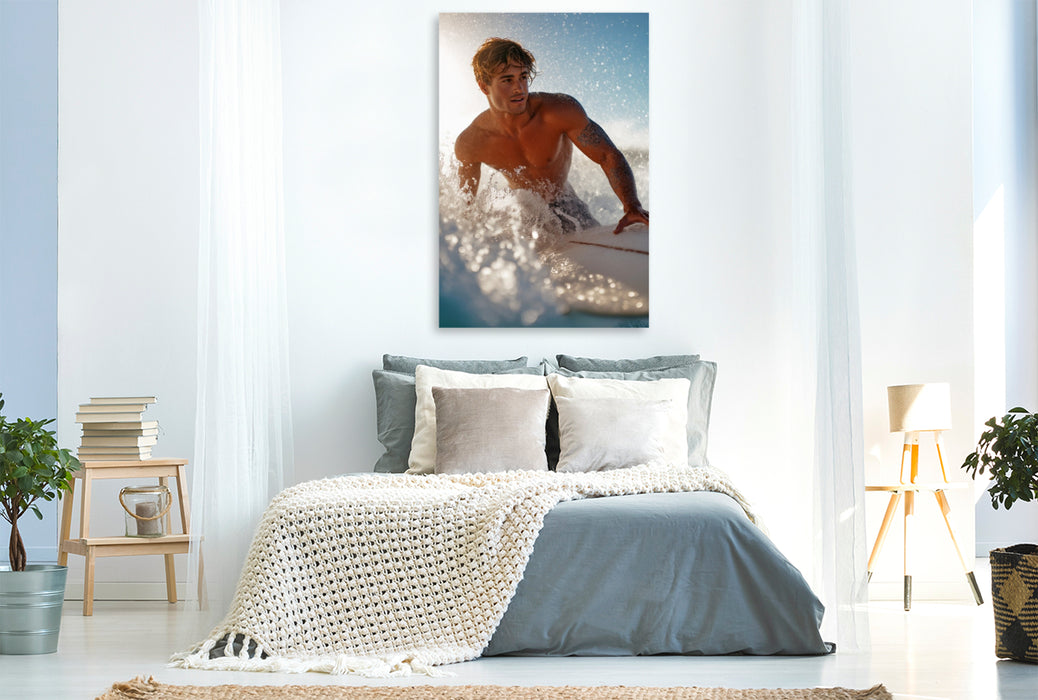 Premium Textil-Leinwand Ein Motiv aus dem Kalender Karibik Surfer