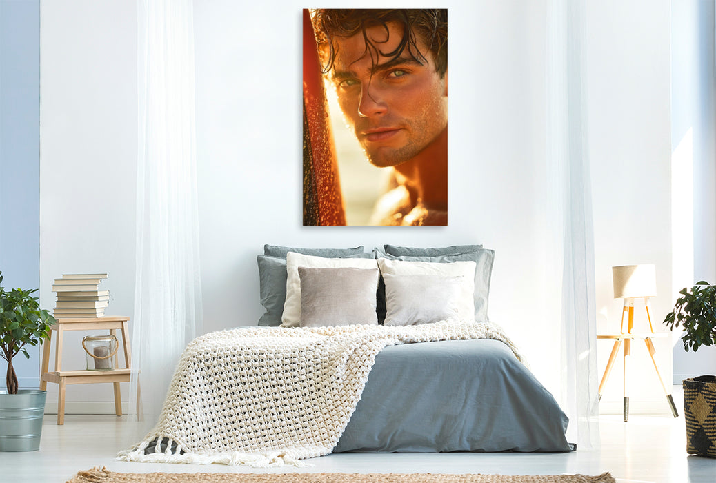 Premium Textil-Leinwand Ein Motiv aus dem Kalender Karibik Surfer