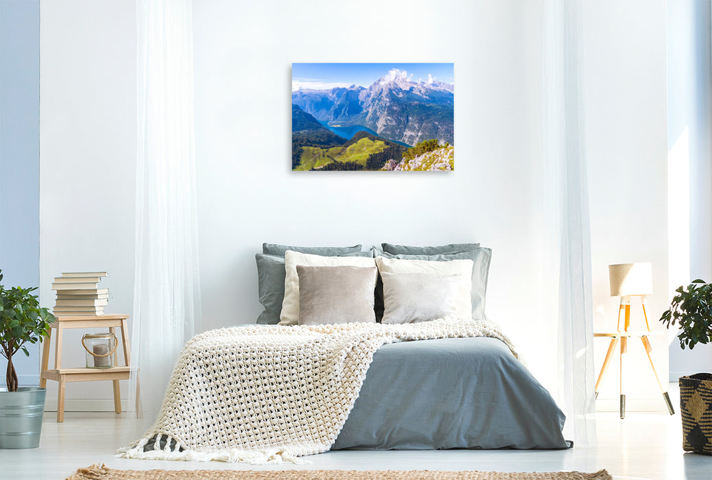 Premium Textil-Leinwand Blick vom Jenner auf den Königssee