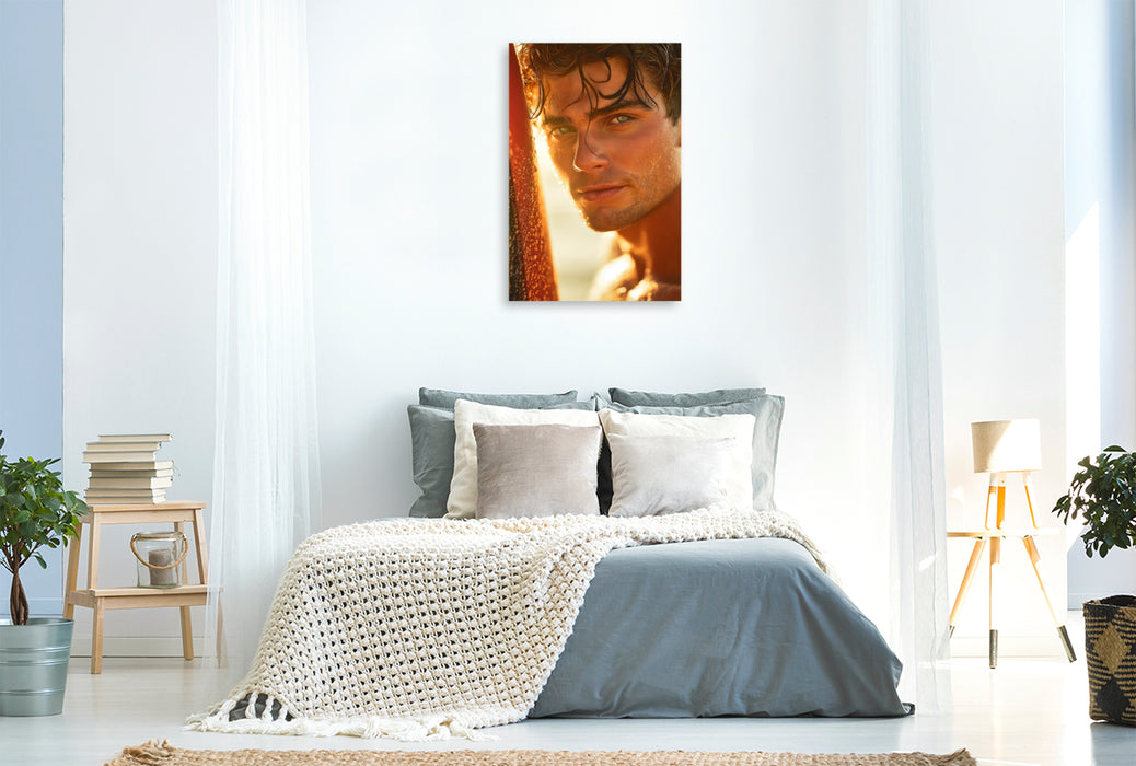 Premium Textil-Leinwand Ein Motiv aus dem Kalender Karibik Surfer