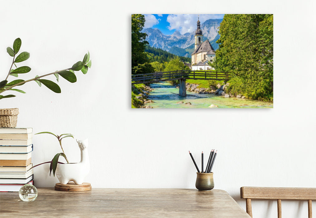 Premium Textil-Leinwand St. Sebastian in Ramsau bei Berchtesgaden