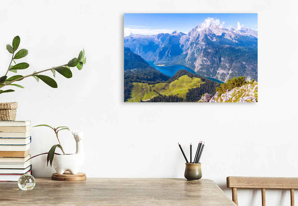 Premium Textil-Leinwand Blick vom Jenner auf den Königssee