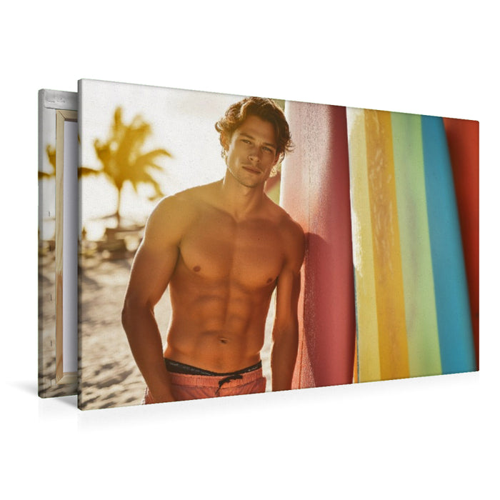 Premium Textil-Leinwand Unter Palmen beginnt der Sommer