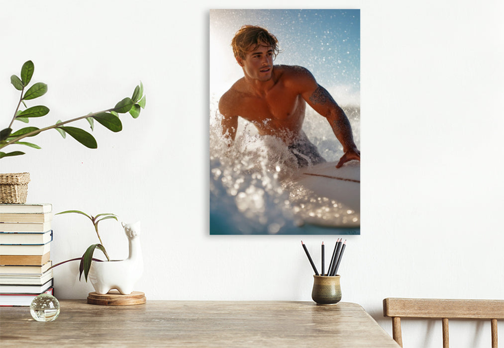 Premium Textil-Leinwand Ein Motiv aus dem Kalender Karibik Surfer