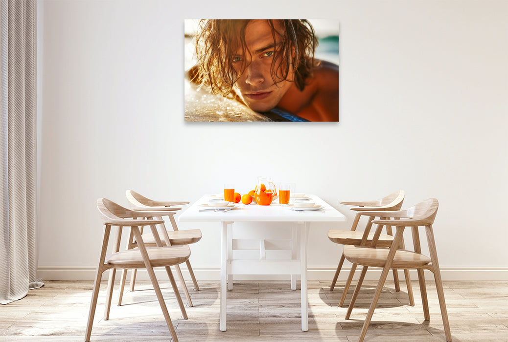 Premium Textil-Leinwand Ein Motiv aus dem Kalender Hot Beach Boys