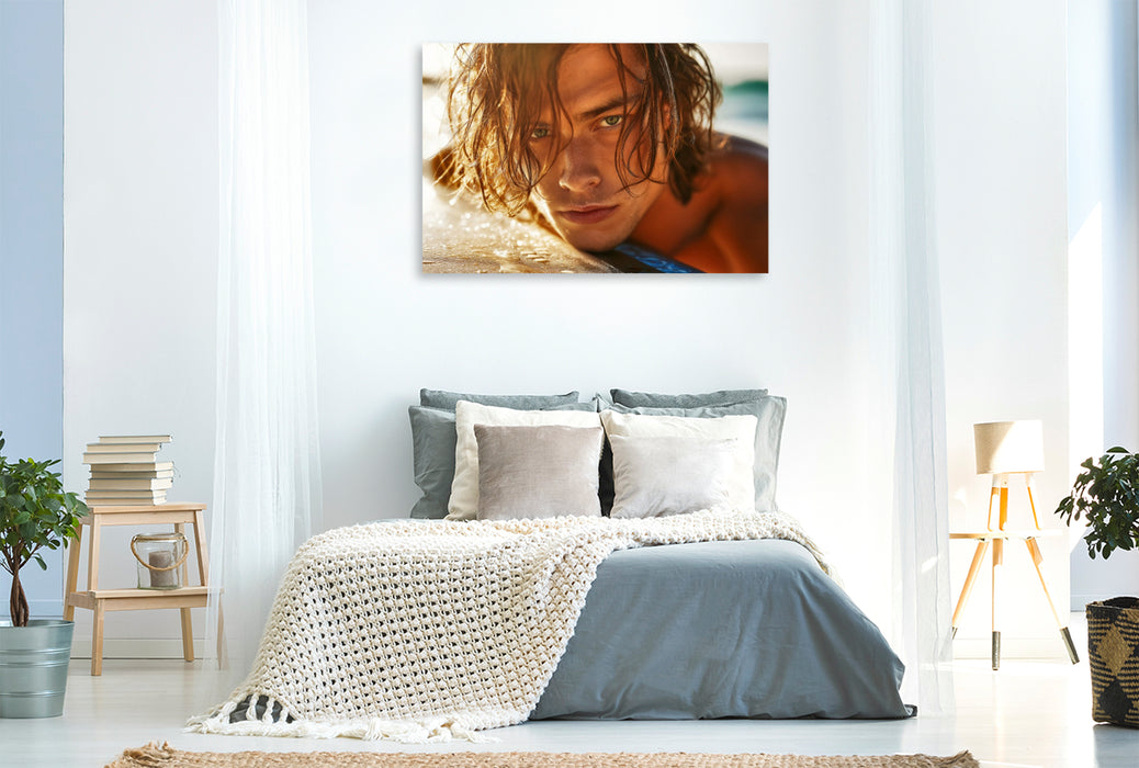 Premium Textil-Leinwand Ein Motiv aus dem Kalender Hot Beach Boys